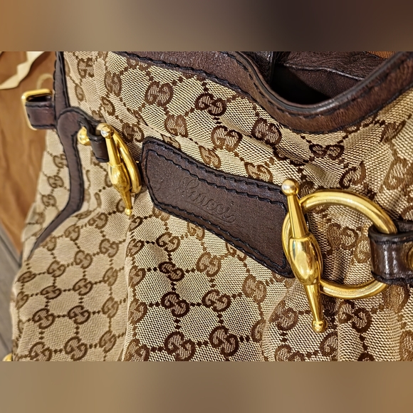 GUCCI Jockey Tote - Canvas with gold hardware - Pre-owned - Picture 4 of 17